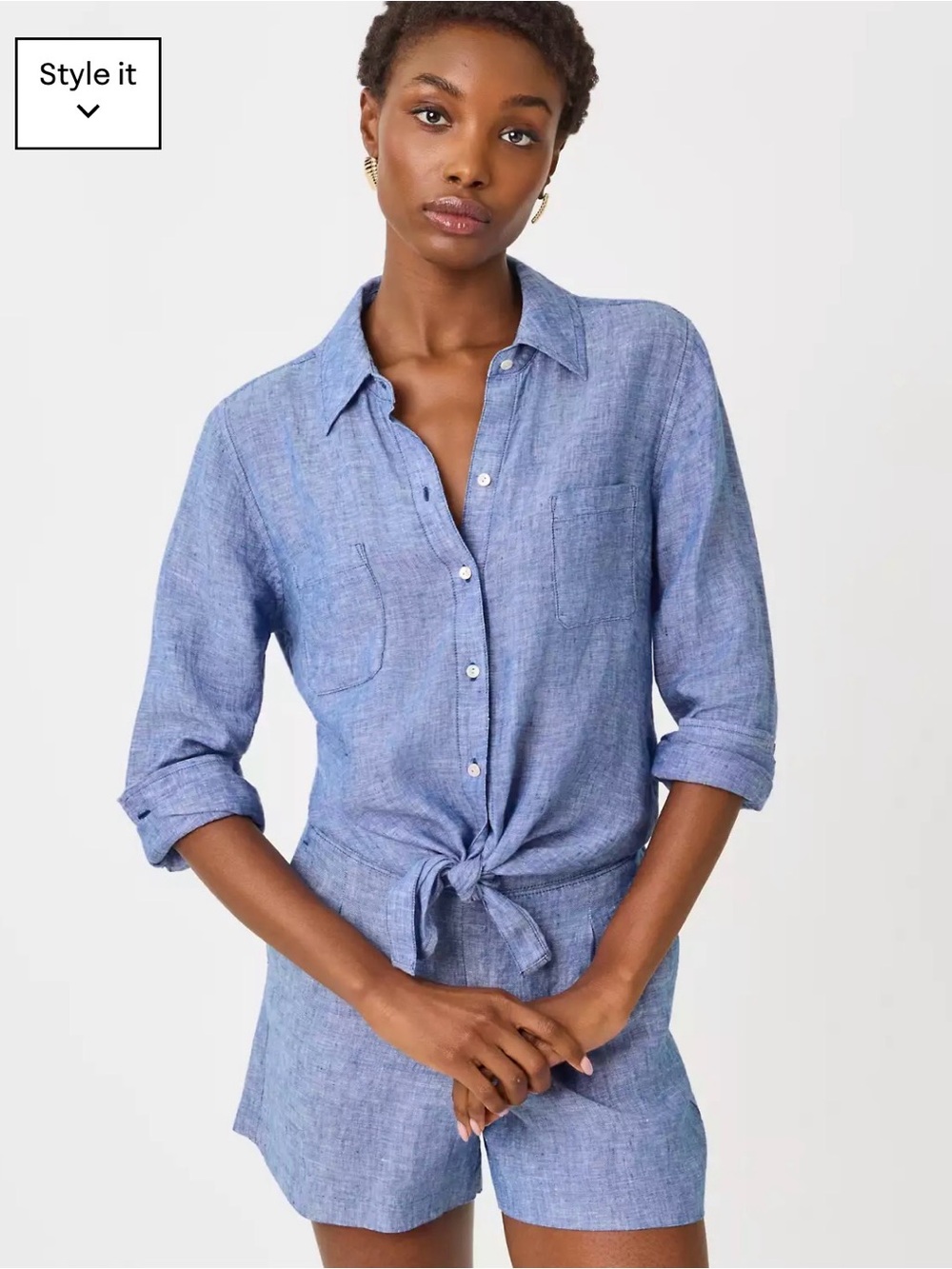 Lilly Pulitzer Sea View Blue Linen button down shirt - women’s size Medium